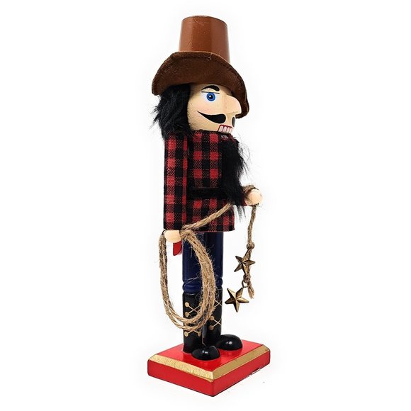 Cowboy Western Lasso Christmas Wood 10" Nutcracker - Picture 2 of 4
